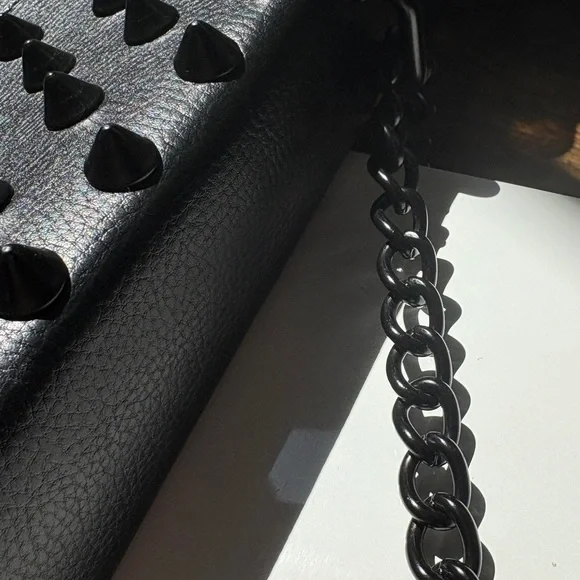 Foley + Corinna Black Spiked Studded Shoulder Bag Spikes Punk Goth - Picture 6 of 17